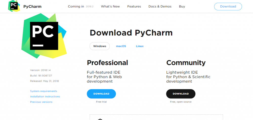 download pycharm for windows