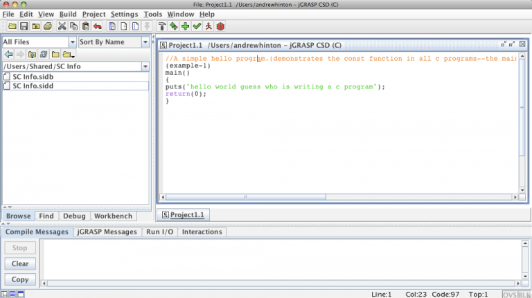 components of greenfoot source code editor