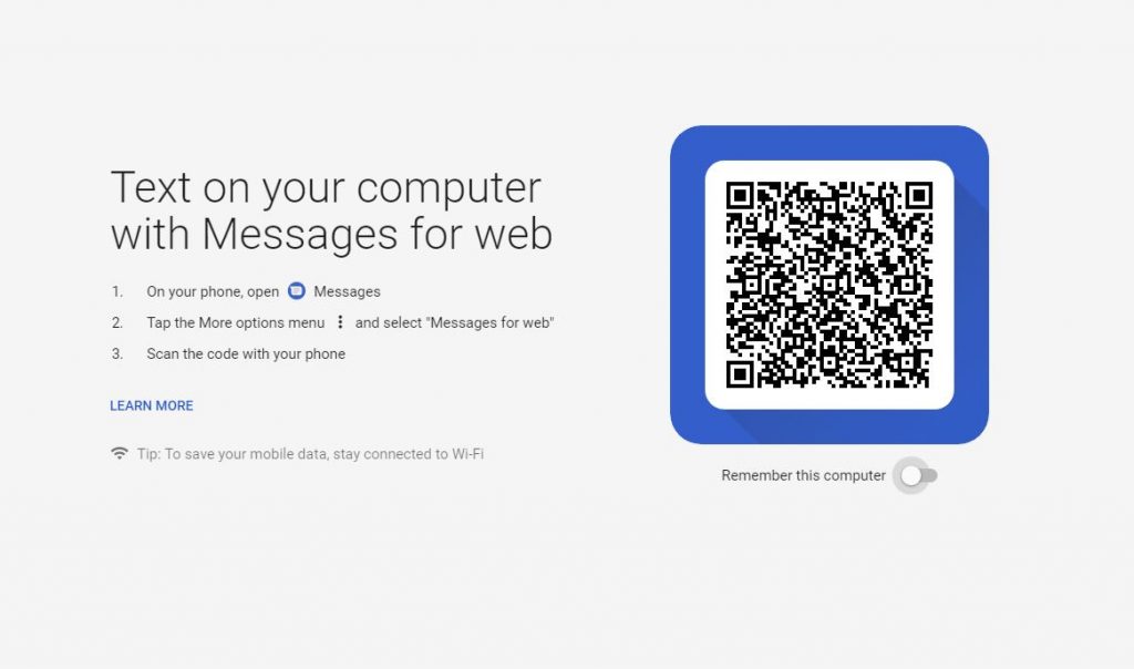 This QR code needs to be scanned in the android phone to sync it with the web browser