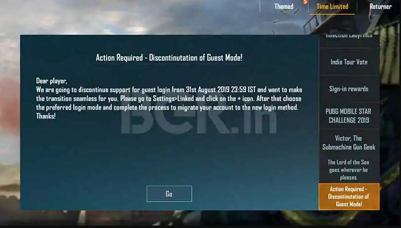 PUBG mobile is removing guest account login
