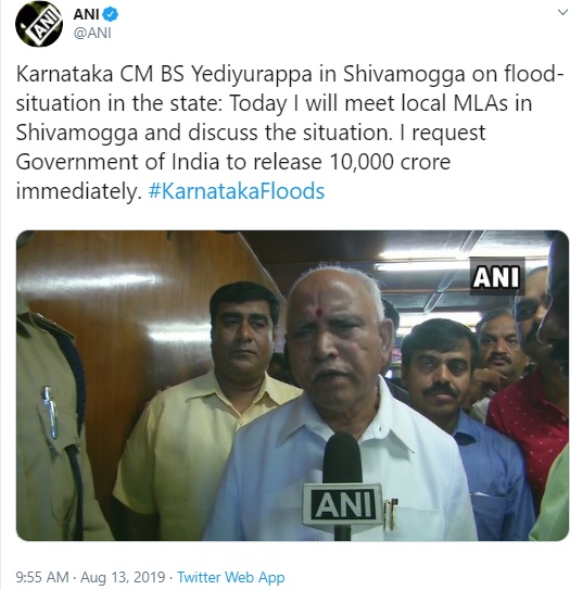 Karnataka flood updates: BS Yeddyurappa reviews areas