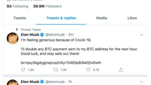 Sample of Elon Musk Official Twitter handle being used to lobby Bitcoin's
