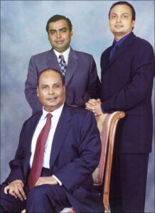 Dhirubhai Ambani and his sons