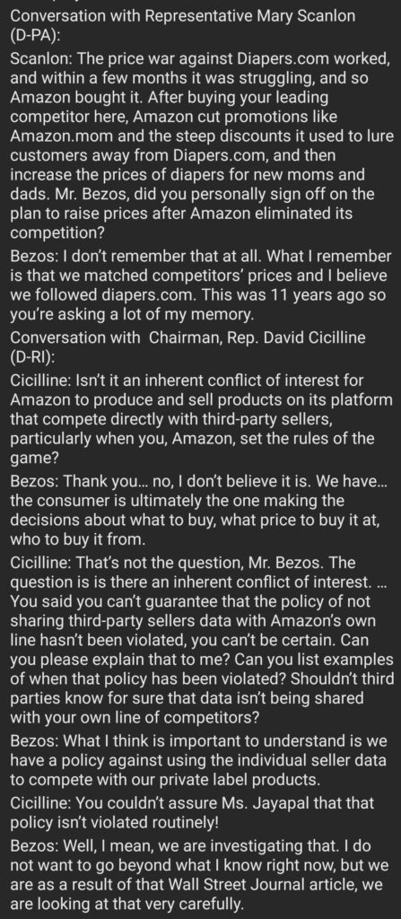 Conversation of Jeff Bezos with representatives 
