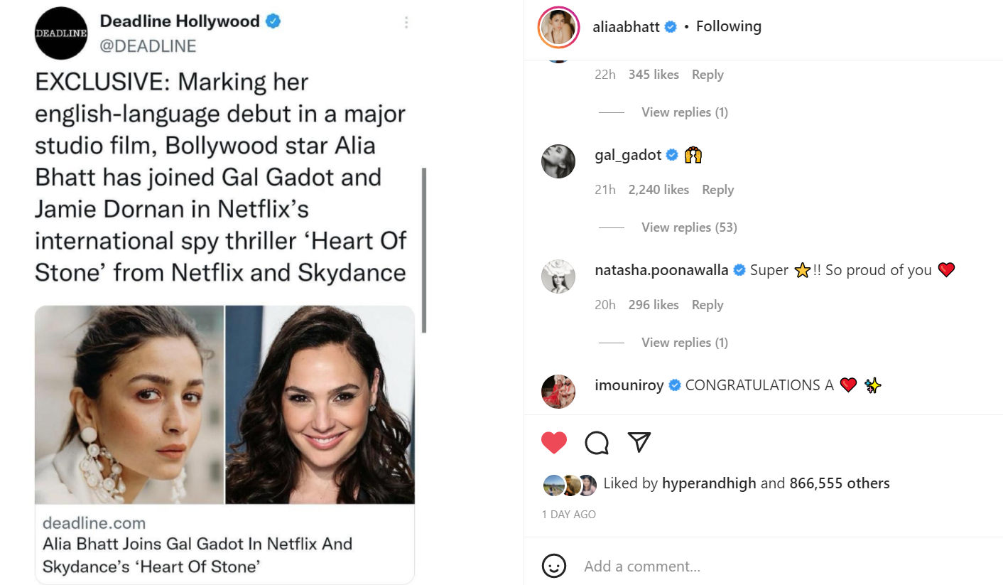 Alia Bhatt To Mark Hollywood Debut Opposite Gal Gadot In Netflix's ...